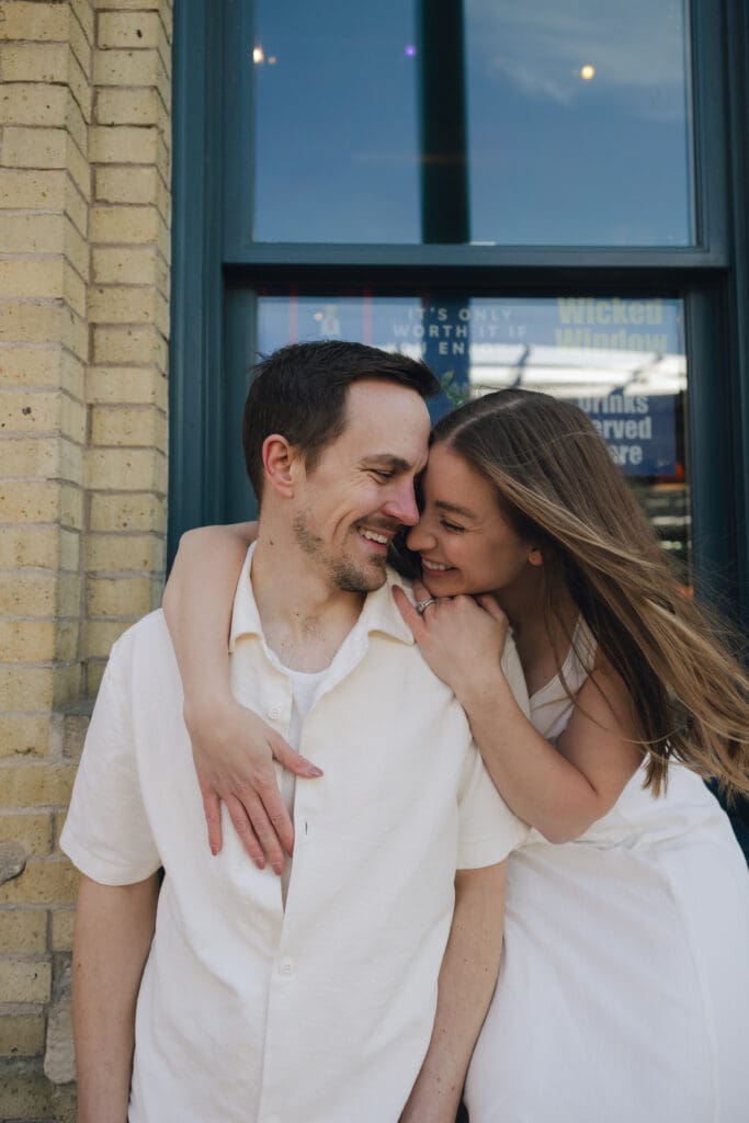 couple laughing and smiling together 
